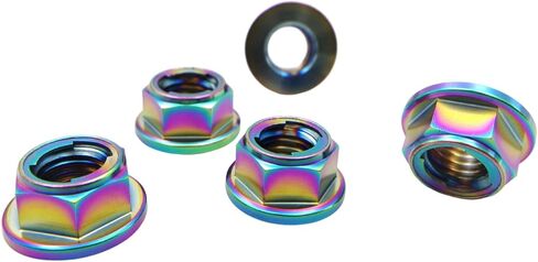 RISON Titanium Nut Titanium Flange Full Metal Lock nut M6 Titanium Sprocket Nut Rainbow 6AL4V Titanium Flange Lock Nut Pack of 5 in Saudi Arabia
