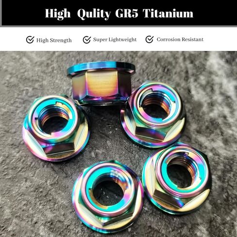 RISON Titanium Nut Titanium Flange Full Metal Lock nut M6 Titanium Sprocket Nut Rainbow 6AL4V Titanium Flange Lock Nut Pack of 5 in Saudi Arabia