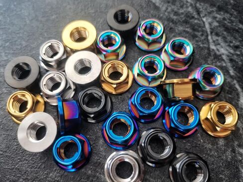 RISON Titanium Nut Titanium Flange Full Metal Lock nut M6 Titanium Sprocket Nut Rainbow 6AL4V Titanium Flange Lock Nut Pack of 5 in Saudi Arabia