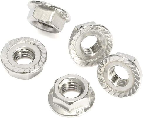 1/2-13 Serrated Flange Nut Hex Lock Nuts, Stainless Steel 304, Plain Finish, Quantity 6 in Saudi Arabia
