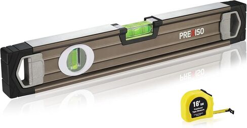 PREXISO 16IN مستوى الروح، مستوى الطوربيد النهائي من مادة TPR، مقاوم للصدمات، هيكل من سبائك الألومنيوم، مع شريط قياس إضافي، مثالي للديكور، والمفروشات المنزلية، والبناء in Kuwait