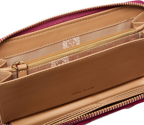 Anne Klein Womens Ak Ak Zip Around Wallet quilted chain tote, Orchid, One Size US in Kuwait