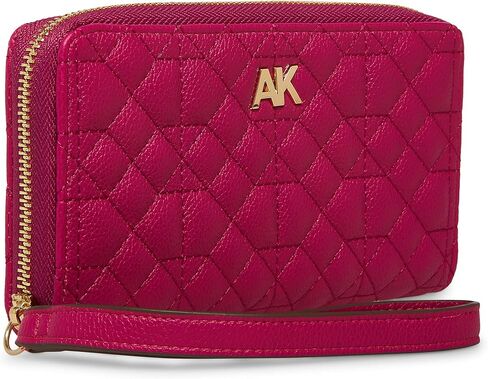 Anne Klein Womens Ak Ak Zip Around Wallet quilted chain tote, Orchid, One Size US in Kuwait