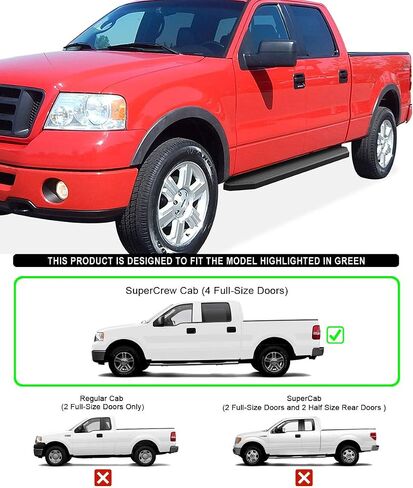 HD Ridez Running Board 6" Silver Compatible with Ford F150 2004-2008 SuperCrew Cab (Nerf Bar Side Steps Side Bars) in Kuwait