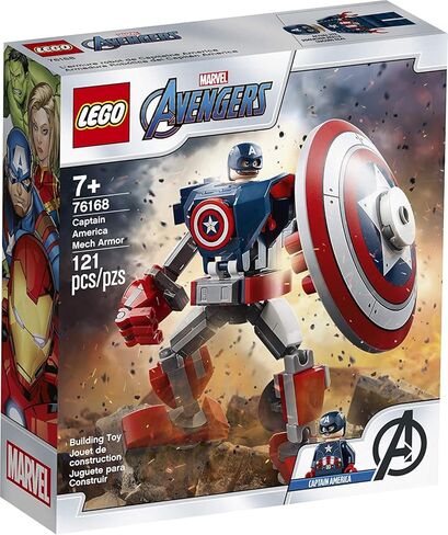 LEGO Marvel Avengers Classic Captain America Mech Armor 76168 Collectible Captain America Shield Building Toy, New 2021 (121 Pieces) in Saudi Arabia