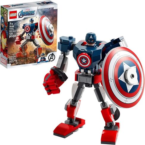 LEGO Marvel Avengers Classic Captain America Mech Armor 76168 Collectible Captain America Shield Building Toy, New 2021 (121 Pieces) in Saudi Arabia
