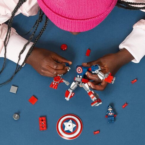 LEGO Marvel Avengers Classic Captain America Mech Armor 76168 Collectible Captain America Shield Building Toy, New 2021 (121 Pieces) in Saudi Arabia