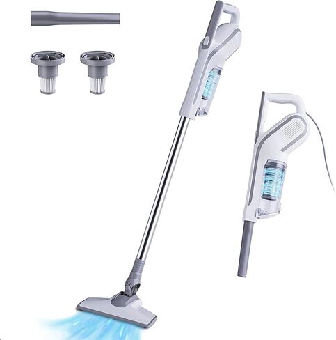 مكنسة كهربائية بعصا سلكية، مكنسة كهربائية صغيرة للمسكن بسلك، محرك قوي 650 وات 18000 باسكال، مكنسة كهربائية محمولة بسلك متعدد الاستخدامات لشعر الحيوانات الأليفة ذو الأرضية الصلبة، أبيض in Kuwait