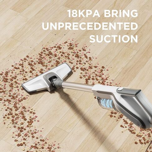مكنسة كهربائية بعصا سلكية، مكنسة كهربائية صغيرة للمسكن بسلك، محرك قوي 650 وات 18000 باسكال، مكنسة كهربائية محمولة بسلك متعدد الاستخدامات لشعر الحيوانات الأليفة ذو الأرضية الصلبة، أبيض in Kuwait
