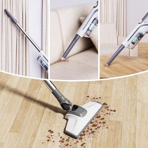 مكنسة كهربائية بعصا سلكية، مكنسة كهربائية صغيرة للمسكن بسلك، محرك قوي 650 وات 18000 باسكال، مكنسة كهربائية محمولة بسلك متعدد الاستخدامات لشعر الحيوانات الأليفة ذو الأرضية الصلبة، أبيض in Kuwait