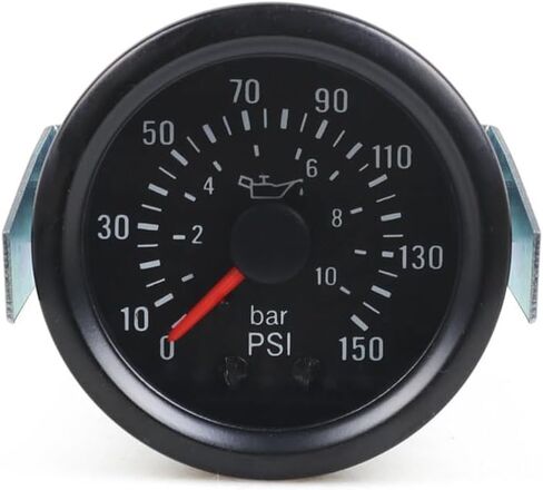 Dyno Racing 2" 52mm Mechanical Oil Press Gauge 0-10 Bar/0-150PSI Oil Pressure 12V Press Gauge Yellow Light Car Meter NPT1/8 in Kuwait
