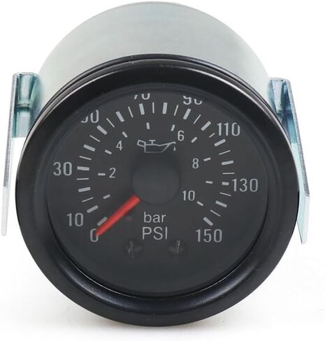 Dyno Racing 2" 52mm Mechanical Oil Press Gauge 0-10 Bar/0-150PSI Oil Pressure 12V Press Gauge Yellow Light Car Meter NPT1/8 in Kuwait