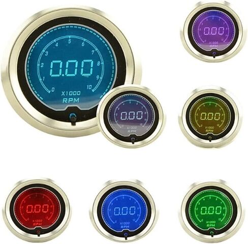 شاشة LED سوداء بـ 7 ألوان 30 رطل لكل بوصة مربعة Turbo Boost/مجموعة قياس الفراغ لشاحنة السيارة | 7 ألوان LED قابلة للتعديل | مخرج تناظري رقمي مزدوج | 2-1/16 بوصة 52 ملم in Saudi Arabia