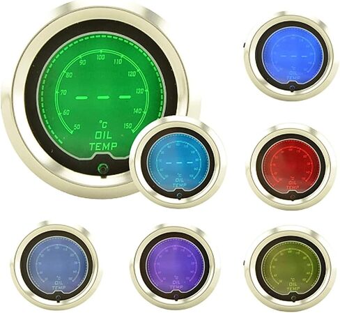 شاشة LED سوداء بـ 7 ألوان 30 رطل لكل بوصة مربعة Turbo Boost/مجموعة قياس الفراغ لشاحنة السيارة | 7 ألوان LED قابلة للتعديل | مخرج تناظري رقمي مزدوج | 2-1/16 بوصة 52 ملم in Saudi Arabia