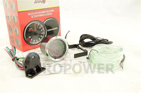 شاشة LED سوداء بـ 7 ألوان 30 رطل لكل بوصة مربعة Turbo Boost/مجموعة قياس الفراغ لشاحنة السيارة | 7 ألوان LED قابلة للتعديل | مخرج تناظري رقمي مزدوج | 2-1/16 بوصة 52 ملم in Saudi Arabia