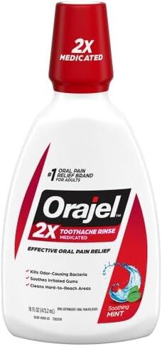 Orajel Rinse، مسكن وقابض، نعناع مهدئ، 16 أونصة سائلة - عبوة من 3 قطع in Kuwait