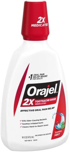 Orajel Rinse، مسكن وقابض، نعناع مهدئ، 16 أونصة سائلة - عبوة من 3 قطع in Kuwait
