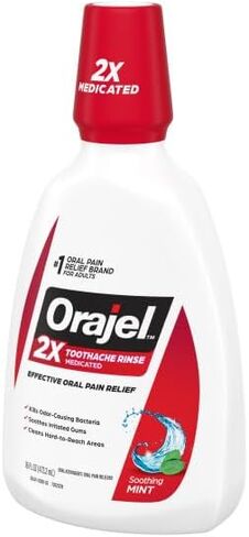 Orajel Rinse، مسكن وقابض، نعناع مهدئ، 16 أونصة سائلة - عبوة من 3 قطع in Kuwait
