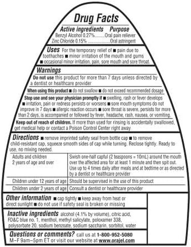 Orajel Rinse، مسكن وقابض، نعناع مهدئ، 16 أونصة سائلة - عبوة من 3 قطع in Kuwait