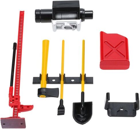 6 قطع RC ملحقات الديكور البلاستيكية مجموعة أدوات لـ 1/10 مقياس RC Rock Crawler 4WD D90 D110 SCX10 Wraith Gas Can Winch Jack Shovel Ax Pry Bar in Kuwait