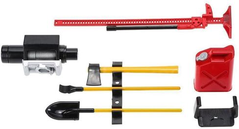 6 قطع RC ملحقات الديكور البلاستيكية مجموعة أدوات لـ 1/10 مقياس RC Rock Crawler 4WD D90 D110 SCX10 Wraith Gas Can Winch Jack Shovel Ax Pry Bar in Kuwait