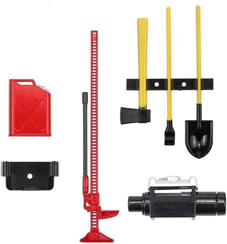 6 قطع RC ملحقات الديكور البلاستيكية مجموعة أدوات لـ 1/10 مقياس RC Rock Crawler 4WD D90 D110 SCX10 Wraith Gas Can Winch Jack Shovel Ax Pry Bar in Kuwait