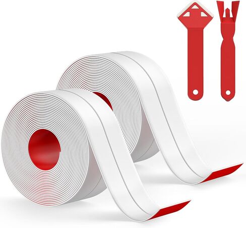 3 Roll White Caulk Tape Sealant Strip, Self-Adhesive Sealing Tape with Caulking Tool for Kitchen Countertop,tub Surround,Toilet Base,Bathtub Sink Edge Protector(1.5' x 10.5Ft) in Saudi Arabia