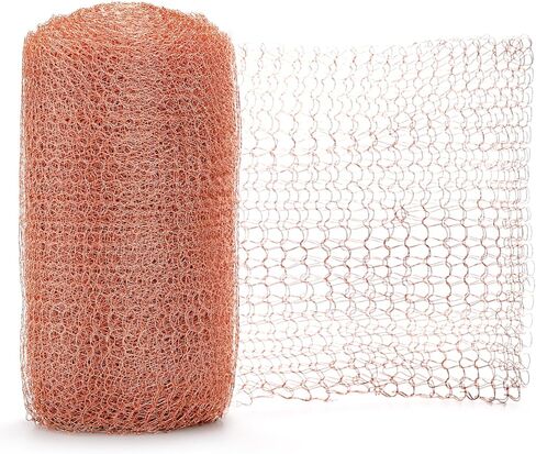 Lawei 5 inch x 32Ft Copper Mesh Roll, 100% Pure Copper Knitted Wire Mesh, Rustproof Copper Mesh Roll for Rodent, Double Layer Copper Mesh Fabric Wool Hole Filler for Garden House, Ideal for Distilling in Saudi Arabia