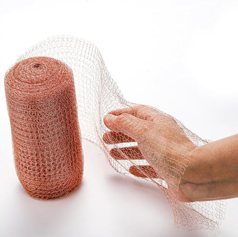 Lawei 5 inch x 32Ft Copper Mesh Roll, 100% Pure Copper Knitted Wire Mesh, Rustproof Copper Mesh Roll for Rodent, Double Layer Copper Mesh Fabric Wool Hole Filler for Garden House, Ideal for Distilling in Saudi Arabia
