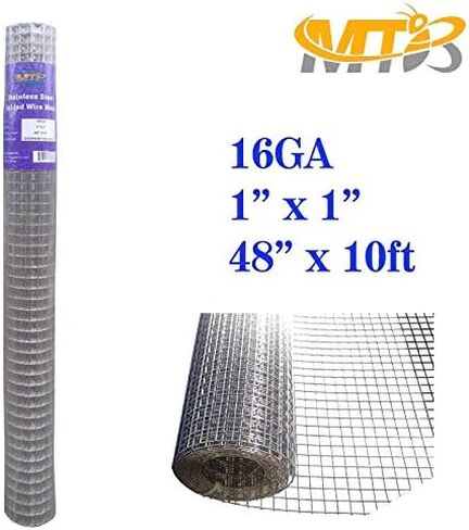 MTB SUPPLY SS304 Stainless Steel Welded Wire Mesh 48 inches x 10 feet- 1inch x 1inch Mesh 16GA(1.6mm) in Kuwait