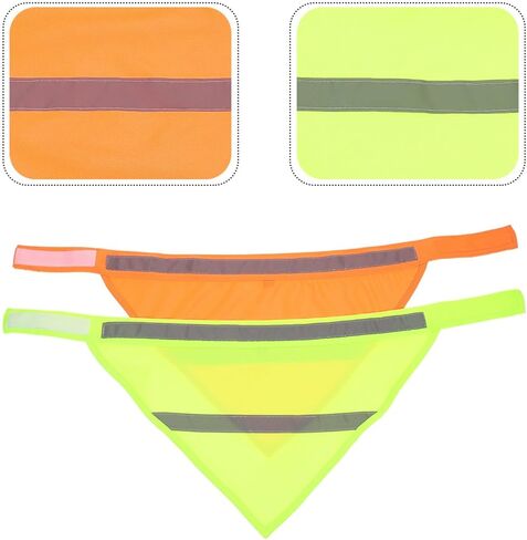 POPETPOP 2pcs الحيوانات الأليفة مثلث منشفة الحيوانات الأليفة مثلث المرايل البرتقال الكلب باندانا عاكس سترة الحيوان اللعاب المرايل ليلة المشي باندانا السلامة جرو مريلة منقوشة وشاح البوليستر كلب صغير عاكس in Kuwait