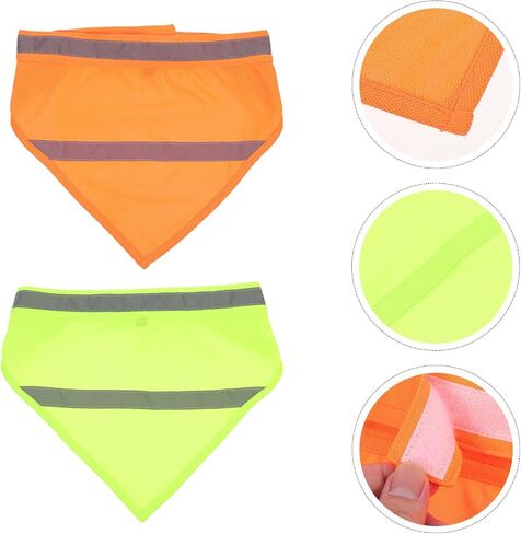 POPETPOP 2pcs الحيوانات الأليفة مثلث منشفة الحيوانات الأليفة مثلث المرايل البرتقال الكلب باندانا عاكس سترة الحيوان اللعاب المرايل ليلة المشي باندانا السلامة جرو مريلة منقوشة وشاح البوليستر كلب صغير عاكس in Kuwait
