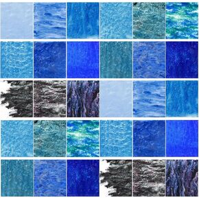 Suzile 30 PCS Blue Pearlescent Ripple Cast Acrylic Sheets 1/8 "لقطع الليزر ، 3 مم ، 6" x6 "Glitter Sparkly Dovly Planels Blue Series (15 لونًا) لتصميم فن التصميم الفني DIY DIC Craft Decor in Kuwait