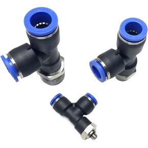 PST (PD) 4 6 8 10 12 mm push in connect x 1/8 "1/4" 3/8 "1/2" npt male push in tee tee 3 way brsss pneumatic Air 1PCS (12mm_1/4 ") in Kuwait