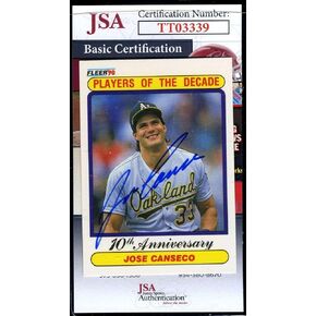 خوسيه Canseco JSA Coa Autograph 1990 لاعب Fleer من العقد الموقعة - بطاقات موقعة للبيسبول in Kuwait