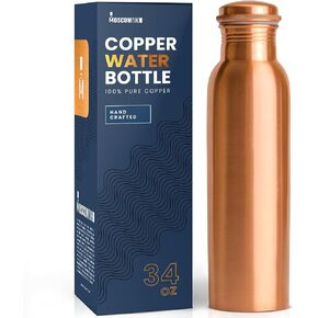 زجاجة مياه النحاس النقي النقي في موسكو لشرب 34 أوقية كبيرة - زجاجة مياه شرب النحاس النحاسية النحسية التي تم اختبارها بنسبة 100 ٪ in Kuwait