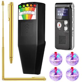 Dunzy 8 Pcs Ghost Hunting Equipment Kit Includes 1 Pcs Emf Meter Digital 1 Pcs Voice Recorder 2 Pcs Copper Dowsing Rod and 4 LED Motion Activated Cat Ball Paranormal Equipment Tester for Home Office in Kuwait