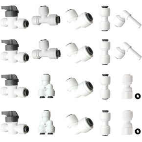 1/4 inch outer diameter quick-connect push-in type water pipe connector, used for reverse osmosis water purifier (ball valve + T + I + L + Y, white, for water supply pipe connection in Saudi Arabia