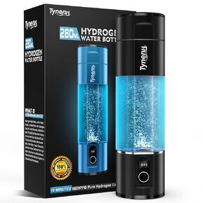 Portable Hydrogen Water Bottle Generator: 280ML Water lonizer Machine with 5800PPB+,SPE/PEM Technology,5/10min,Rechargeable Aquahealth Hydrogen Water,for Travel,Office Fitness Drinking (Black) in Saudi Arabia