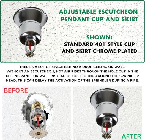 تنورة من Fire Sprinkler Jostutceon ، وتنورة قلادة من قلادة Flush ، تعمل مع كوب من طراز 401 ، كوب قصير ، وكوب من قطعتين ، تنورة نارية Fire Sprinkler in Kuwait