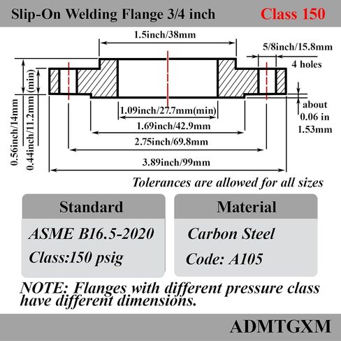 Carbon Steel Flange 3/4 Inch,Slip On,Flat Welding Flange With Neck,Forged,Raised Face,Class 150,Pipe Fittings For Connecting in Saudi Arabia