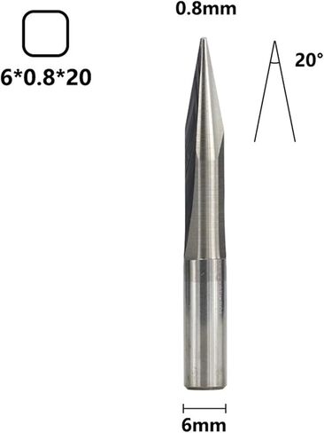 0.3-0.8mm V Shape Engraving Bit 15-30 Degrees 2 Flutes Straight Milling Cutter 6mm 1Pcs(6x0.6x20mm) in Saudi Arabia