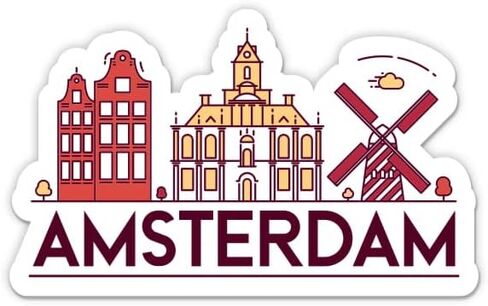 Squiddy Amsterdam - ملصق فينيل للهاتف ، الكمبيوتر المحمول ، زجاجة ماء (3 ") in Saudi Arabia