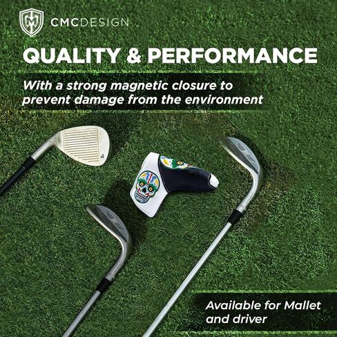 CMC Design Custom Sugar Skull with Web Embroidered Golf Blade Head Cover - Beautiful Design Elements Include Applique and Embossing - Great Fit for Any Club as Golf Head Covers or as Iron Headcovers in Saudi Arabia
