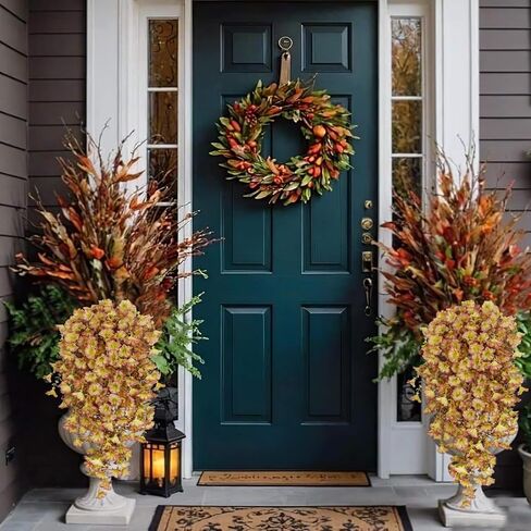 3 Pcs Artificial Hanging Flowers for Outdoors Morning Glory Artificial Flowers Spring Summer Decoration UV Resistant Blue Faux Flowers for Outdoor Planters Front Door Porch Patio Yard Decor in Kuwait