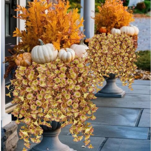 3 Pcs Artificial Hanging Flowers for Outdoors Morning Glory Artificial Flowers Spring Summer Decoration UV Resistant Blue Faux Flowers for Outdoor Planters Front Door Porch Patio Yard Decor in Kuwait