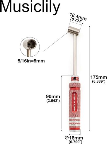 Musiclily Pro Hardened Steel 6.35mm 1/4 Inch Hex Socket Box Wrench Nut Driver for Guitar Bass Truss Rod Adjustment in Saudi Arabia