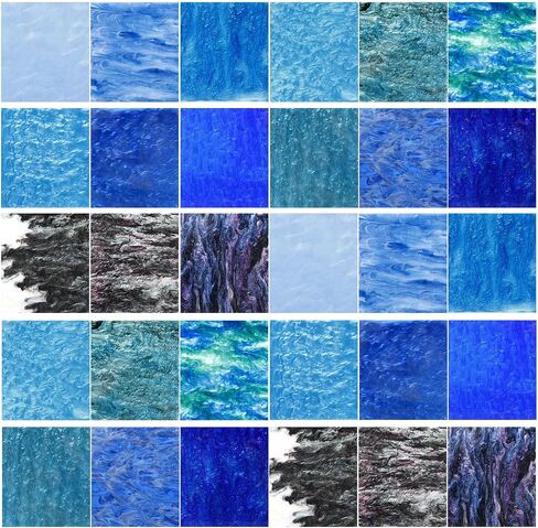 Suzile 30 PCS Blue Pearlescent Ripple Cast Acrylic Sheets 1/8 "لقطع الليزر ، 3 مم ، 6" x6 "Glitter Sparkly Dovly Planels Blue Series (15 لونًا) لتصميم فن التصميم الفني DIY DIC Craft Decor in Kuwait