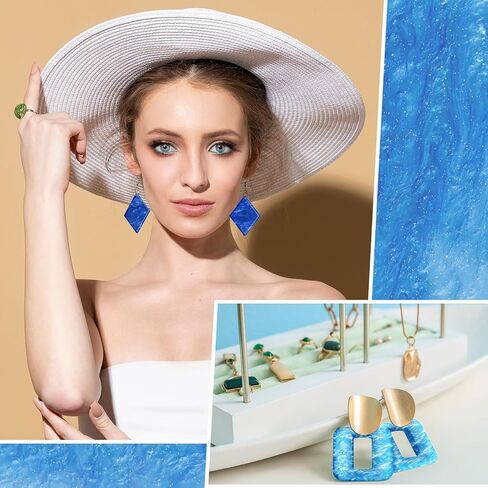 Suzile 30 PCS Blue Pearlescent Ripple Cast Acrylic Sheets 1/8 "لقطع الليزر ، 3 مم ، 6" x6 "Glitter Sparkly Dovly Planels Blue Series (15 لونًا) لتصميم فن التصميم الفني DIY DIC Craft Decor in Kuwait