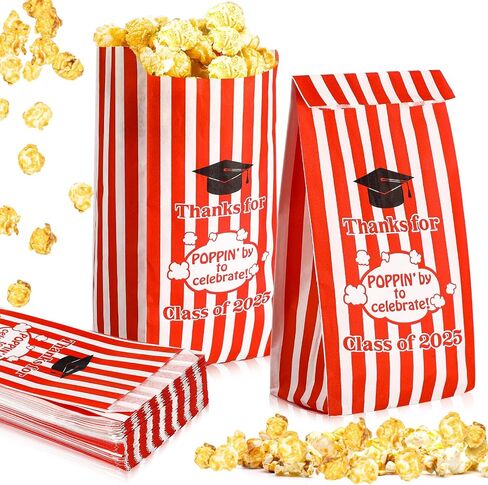 120 PCS Class of 2025 شكرًا على ظهورها للاحتفال بأكياس التخرج من الفشار ، تفضل Popcorn Treat Snack Goodie Paper Bags 1 Oz Pop Corn in Saudi Arabia